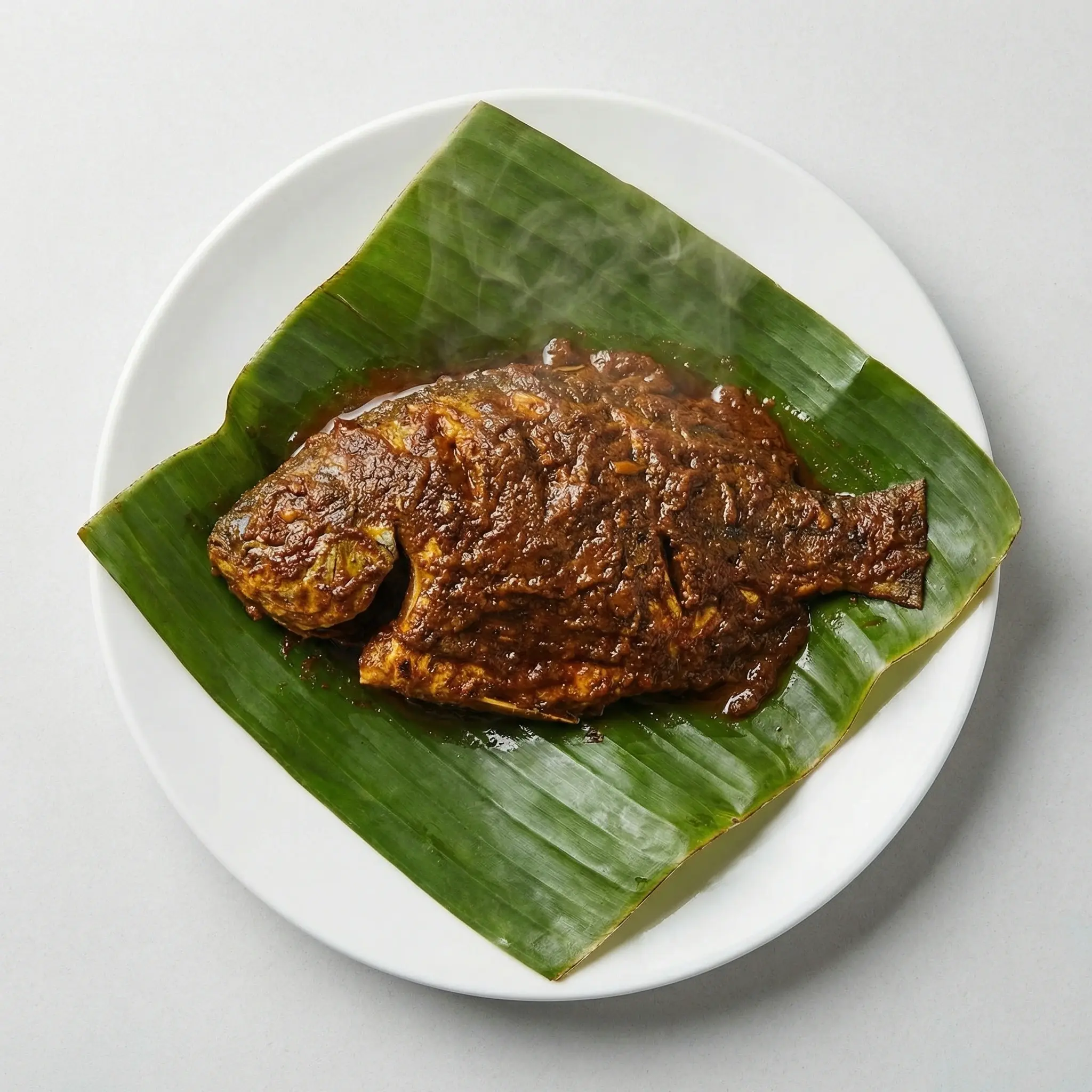 Meen Pollichathu - Kerala fish wrapped in banana leaf at Olive South Indian Cuisine Calgary NE